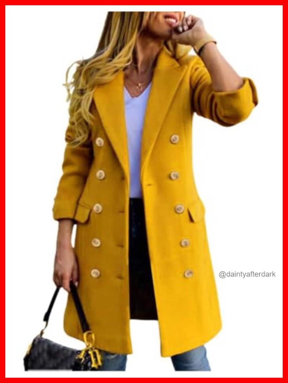 Wool Blend Double Breasted Midi Peacoat Trench Coat Fall Winter